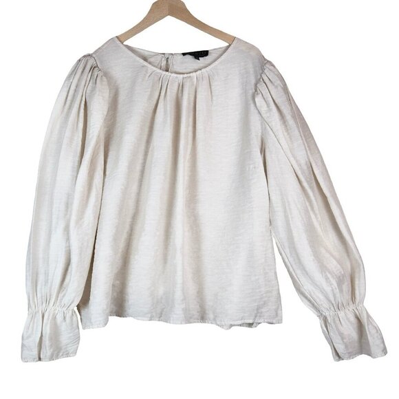 Eloquii || Ivory Poet Blouse Size 26W Long Sleeve Textured Prairie Peasant Top - Picture 4 of 10